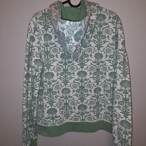 Vintage Y2K Aeropostale Green Damask Zip Hoodie Women’s XL 2000s